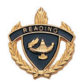 Reading Torch & Wreath Pin, Gold