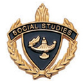 Social Studies Torch & Wreath Pin, Gold