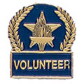 Star & Torch Volunteer Pin with Blue Enamel Fill